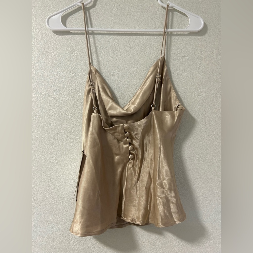 NWT Zara Gold Silky Drape Front Tank - Size M - Picture 3 of 11